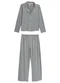 Malwee - Pijama Longo Listrado em Malha Viscose Rosa - variação: Cinza Claro