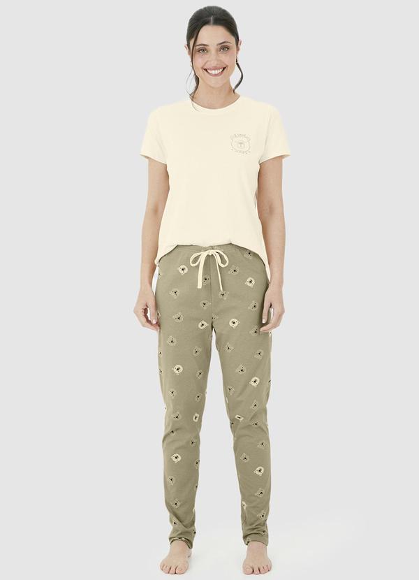 Malwee - Pijama Longo Feminino I Love Naps Bege