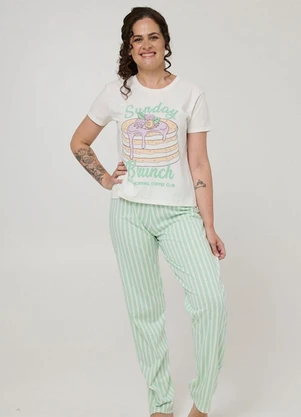 Rovitex - Pijama Longo Feminino Meia Malha Verde - ROVITEX