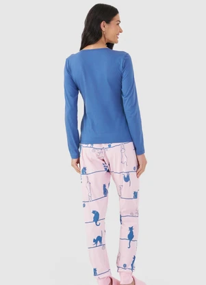 Rovitex - Pijama Longo Feminino Mensageira da Paz Azul - ROVITEX