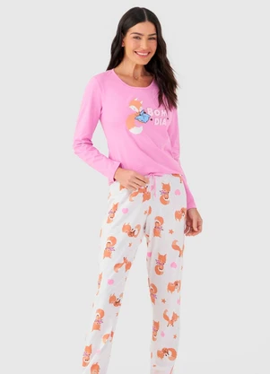 Rovitex - Pijama Longo Feminino Mensageira da Paz Rosa - ROVITEX