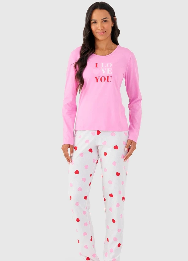 Rovitex - Pijama Longo Feminino Mensageira da Paz Rosa