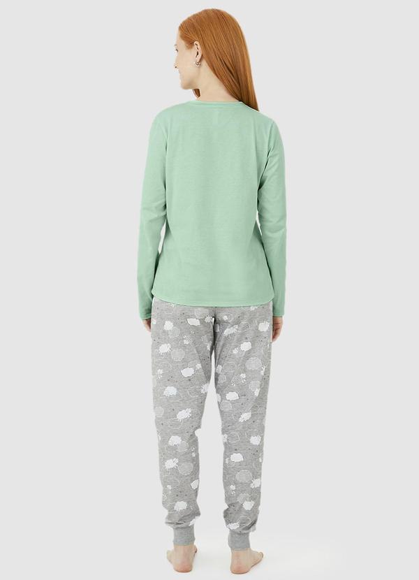 Malwee - Pijama Longo Feminino Ovelhinhas Verde 2
