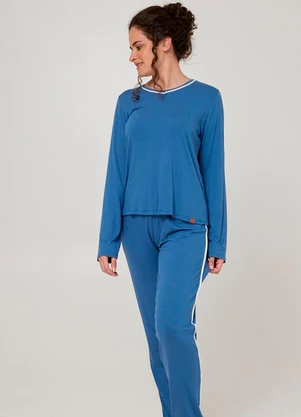 Rovitex - Pijama Longo Feminino Viscolycra Azul - ROVITEX
