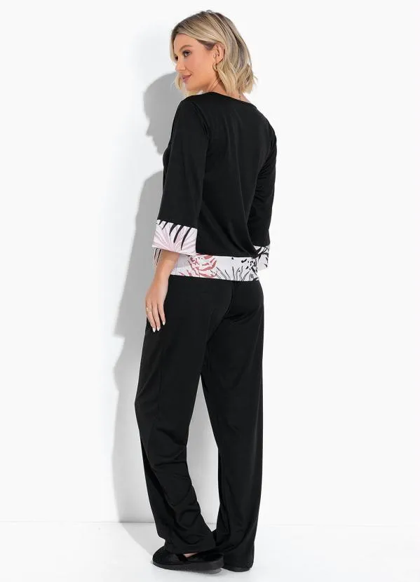 Alma Dolce - Pijama Longo Folhagem Bege 2