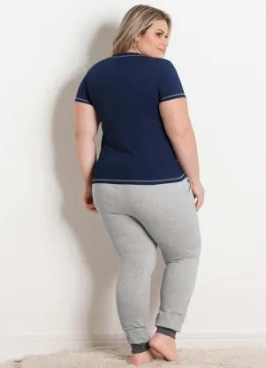 Alma Dolce - Pijama Longo Marinho e Mescla - ALMA DOLCE