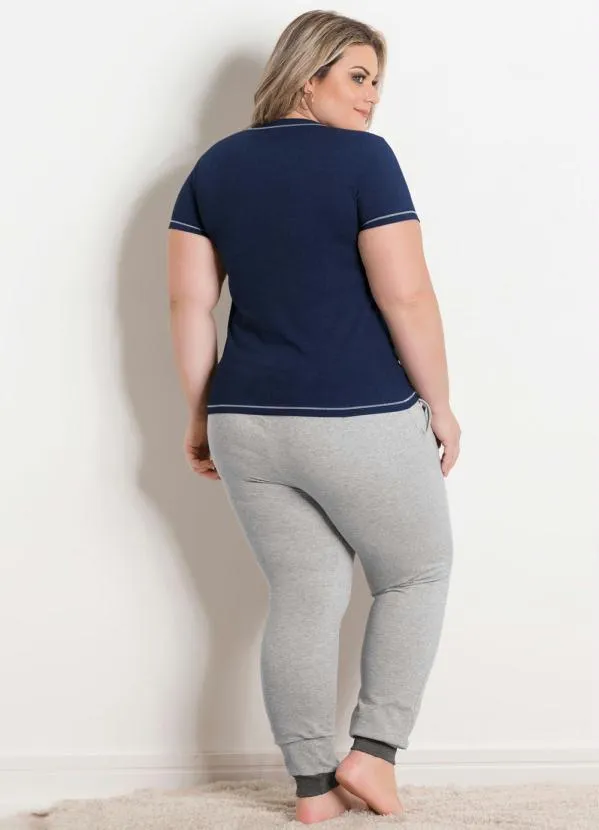 Alma Dolce - Pijama Longo Marinho e Mescla 4