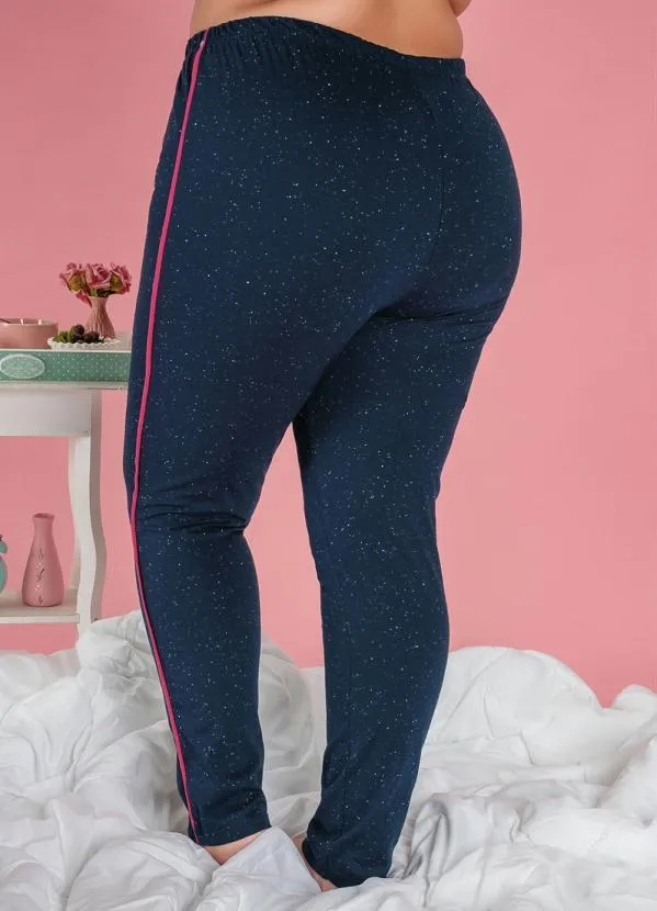 Alma Dolce - Pijama Longo Marinho e Pink com Botões 10