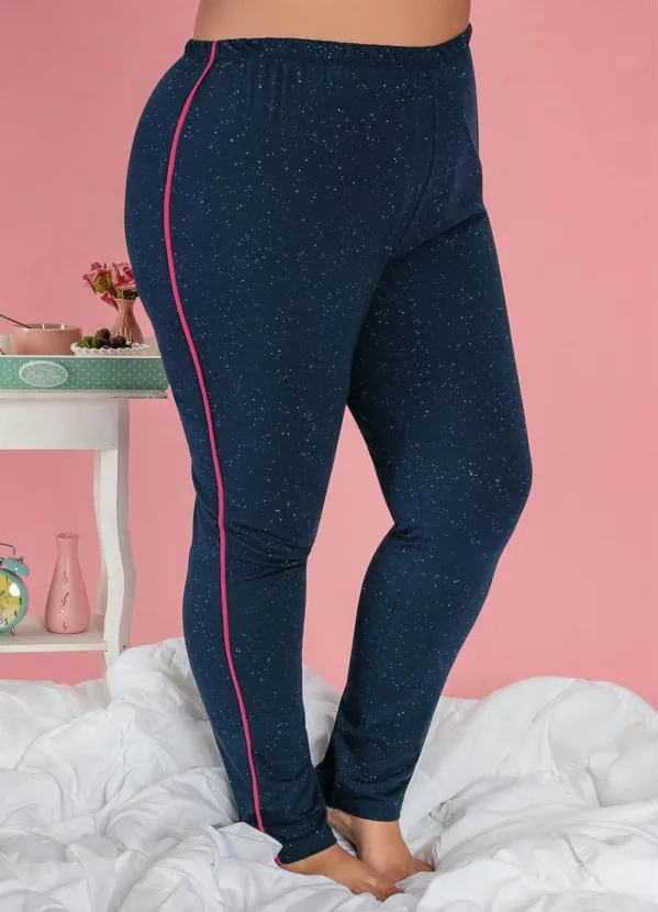 Alma Dolce - Pijama Longo Marinho e Pink com Botões 9