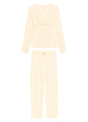 Malwee - Pijama Longo Maternidade Off White - MALWEE