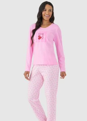 Rovitex - Pijama Longo Meia Malha Mensageira da Paz Rosa - ROVITEX