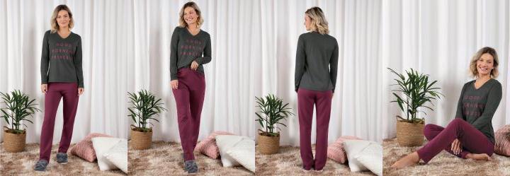 Pijama Longo Mescla/Bord