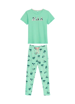 Malwee - Pijama Longo Panda Verde Menta - MALWEE