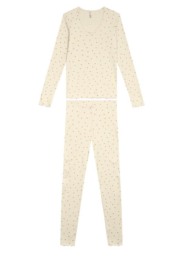 Malwee - Pijama Longo Poá em Ribana Bege 5