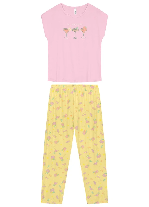 Malwee - Pijama Longo Take Time For Yourself Rosa Claro