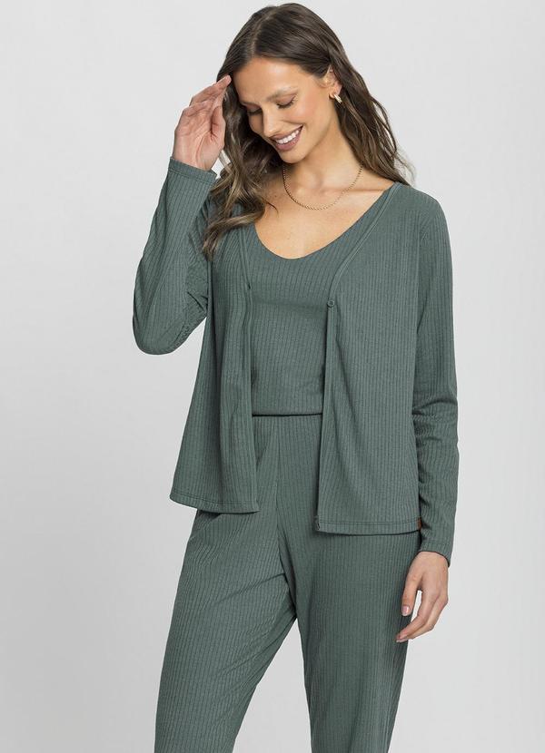 Mensageiro do Sonhos - Pijama Longo Três Peças Verde