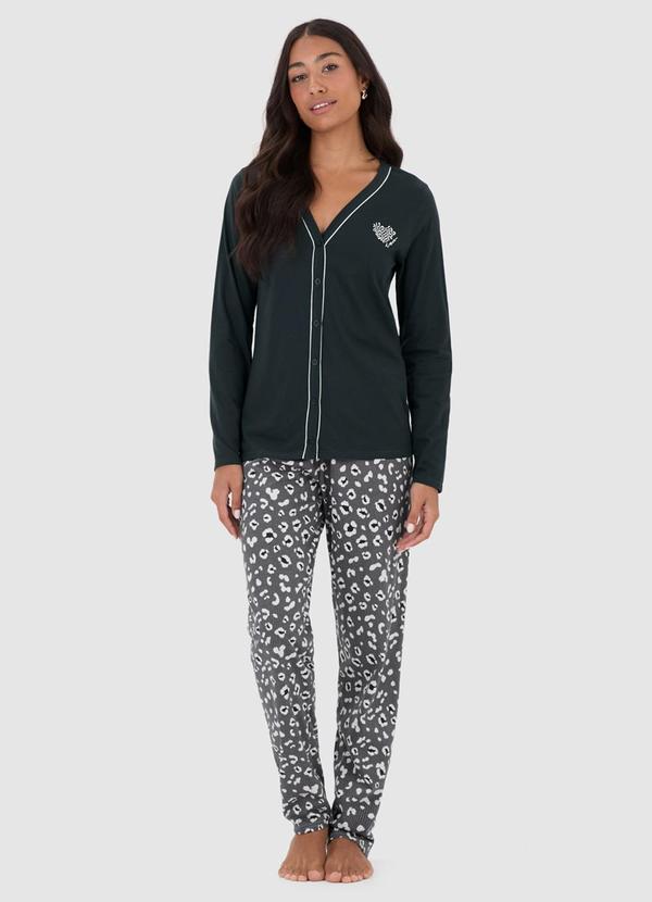 Malwee - Pijama Love Animal Print Feminino Preto