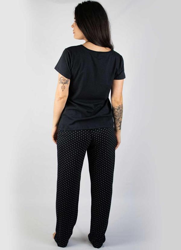 Piante Pijamas - Pijama Manga Curta Algodão Coração Preto 2