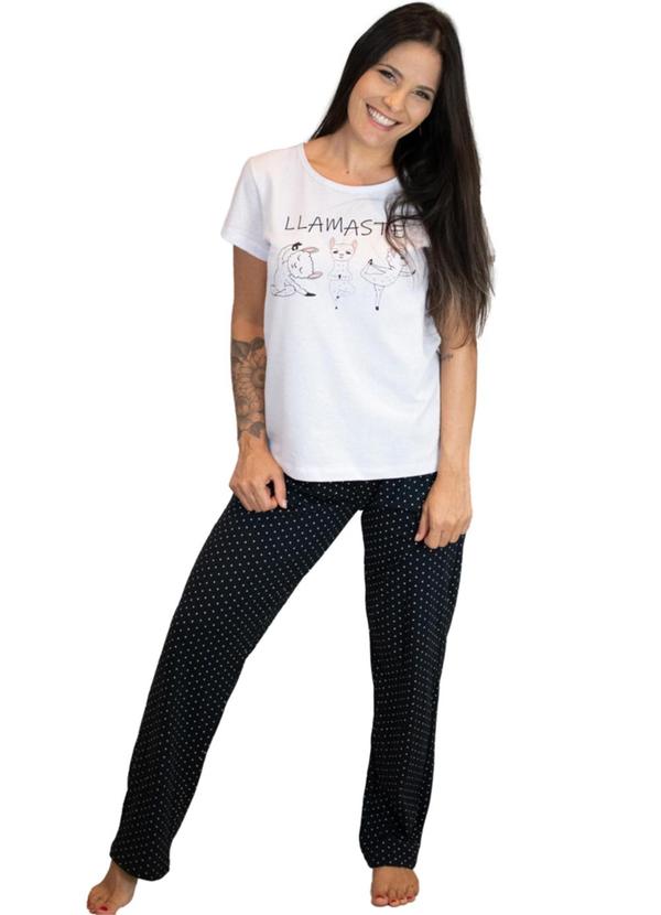 Piante Pijamas - Pijama Manga Curta Algodão Lhamaste Preto