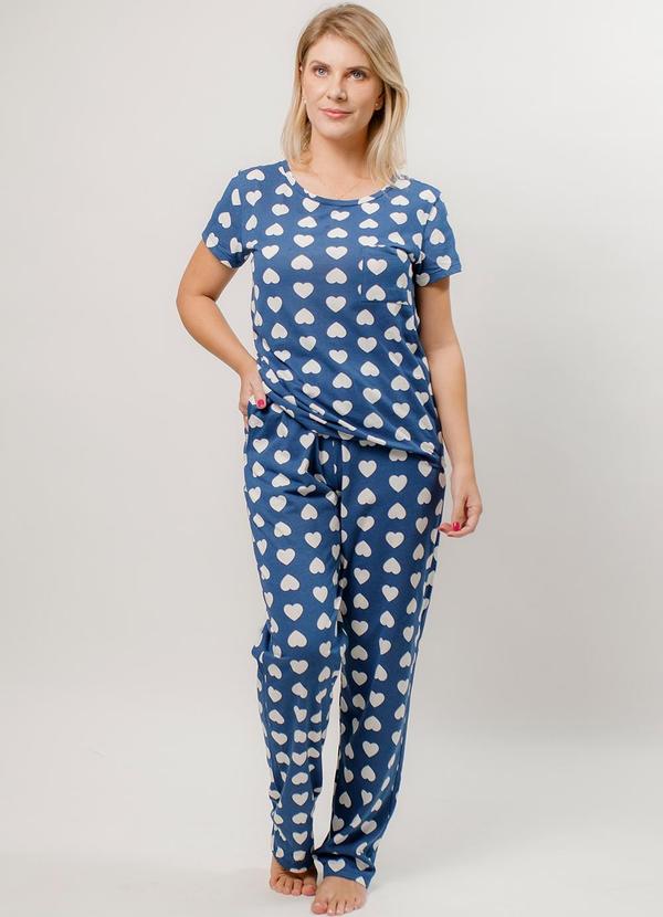 Piante Pijamas - Pijama Manga Curta com Calça Algodão Azul