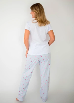 Piante Pijamas - Pijama Manga Curta com Calça Camila Branco - PIANTE PIJAMAS