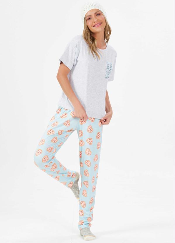 Espaço Pijama - Pijama Manga CurtaMescla/Azul