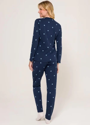 Espaço Pijama - Pijama Manga Longa Azul - ESPAÇO PIJAMA