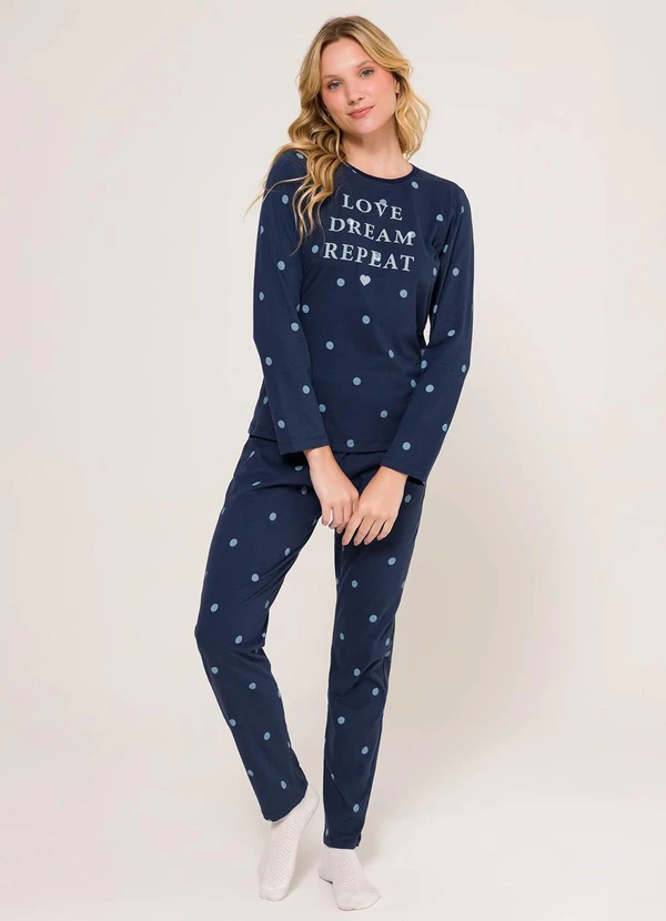 Espaço Pijama - Pijama Manga Longa Azul