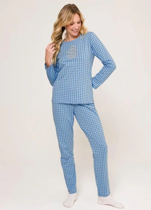 Espaço Pijama - Pijama Manga Longa Azul - ESPAÇO PIJAMA