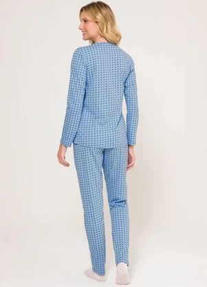 Espaço Pijama - Pijama Manga Longa Azul - ESPAÇO PIJAMA