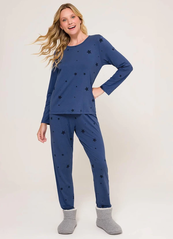 Espaço Pijama - Pijama Manga Longa Azul