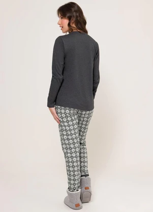 Espaço Pijama - Pijama Manga Longa Cinza - ESPAÇO PIJAMA