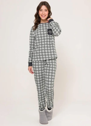 Espaço Pijama - Pijama Manga Longa Cinza - ESPAÇO PIJAMA