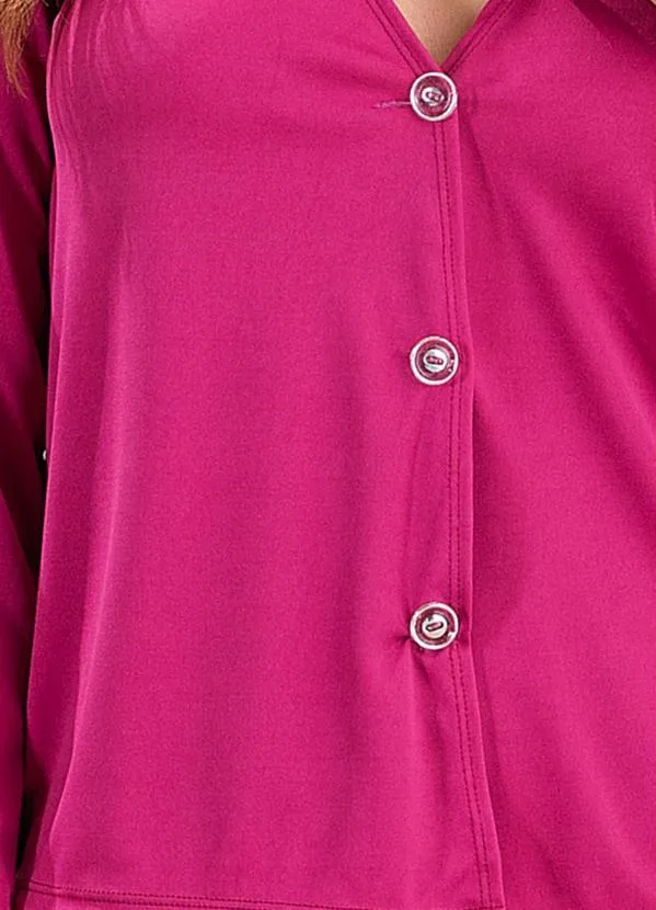 Alma Dolce - Pijama Manga Longa com Abertura de Botão Pink 5