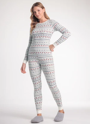 Espaço Pijama - Pijama Manga Longa com Calça Cinza - ESPAÇO PIJAMA
