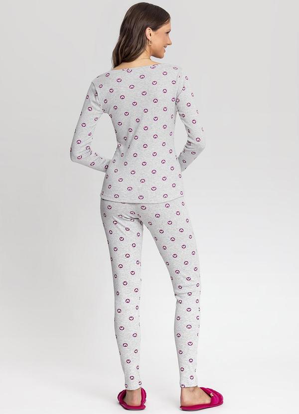Mensageiro do Sonhos - Pijama Manga Longa com Corações Cinza 2
