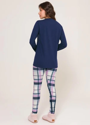 Espaço Pijama - Pijama Manga Longa com Legging Azul - ESPAÇO PIJAMA