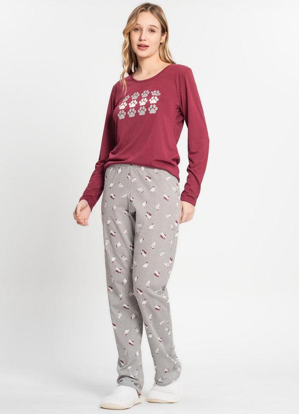 Rovitex - Pijama Manga Longa com Patinhas Bordo