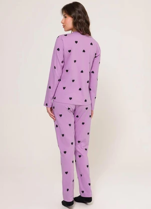Espaço Pijama - Pijama Manga Longa de Corações Rosa - ESPAÇO PIJAMA