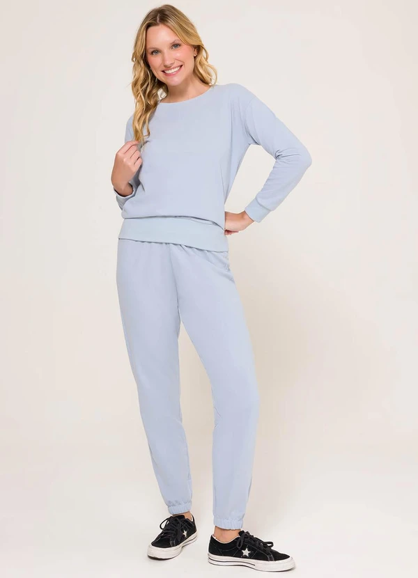 Espaço Pijama - Pijama Manga Longa Moletinho Azul