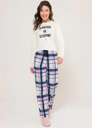 Espaço Pijama - Pijama Manga Longa Off White - ESPAÇO PIJAMA