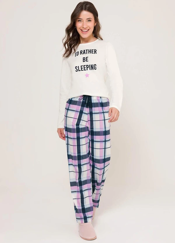 Espaço Pijama - Pijama Manga Longa Off White