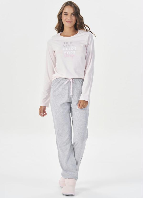 Espaço Pijama - Pijama Manga Longa Rosa