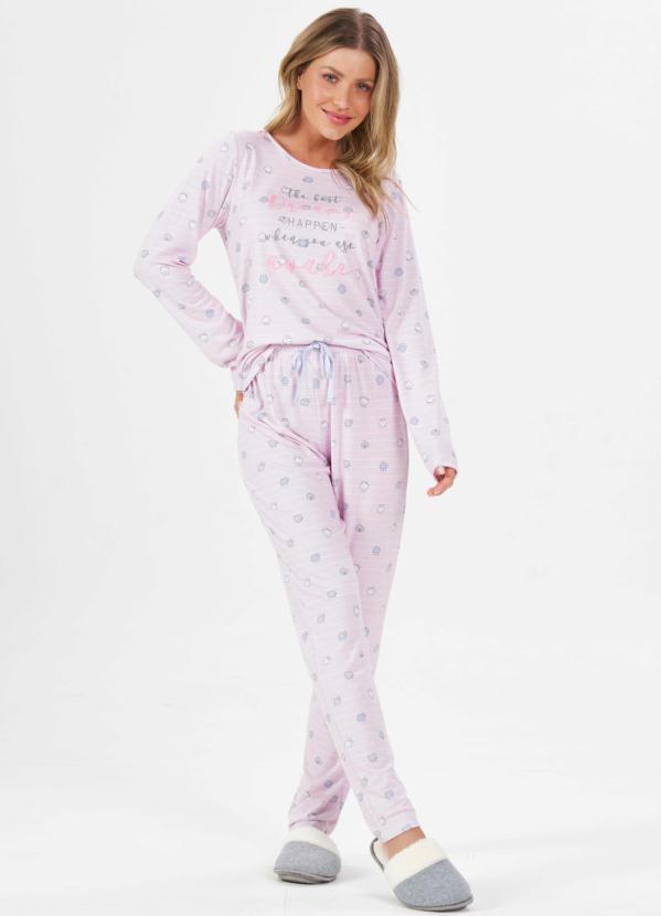 Espaço Pijama - Pijama Manga Longa Rosa