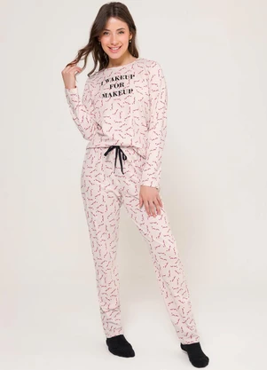 Espaço Pijama - Pijama Manga Longa Rosa - ESPAÇO PIJAMA