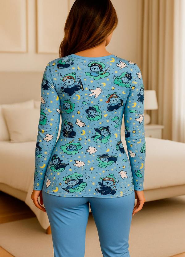 Dukali - Pijama Manga Longa Suede Azul 3