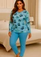 Dukali - Pijama Manga Longa Suede Azul - variação: Azul
