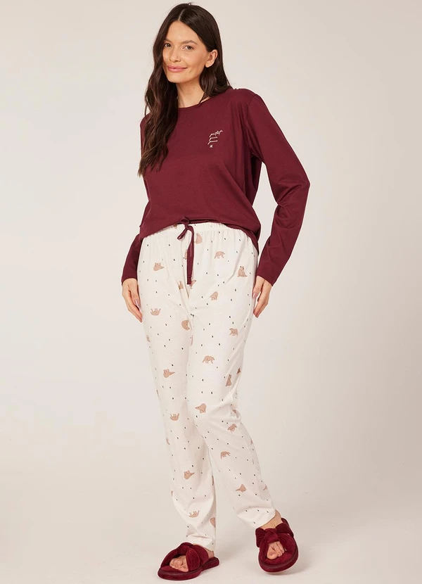 Anna Kock - Pijama Manga Longa Vinho