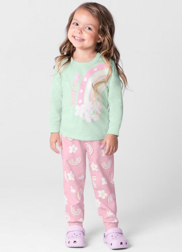 Brandili - Pijama Menina com Estampa Brilha no Escuro Verde