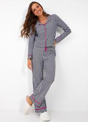 Pijama Pied de Poule P&B em Malha de Algodo